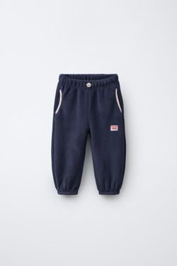 ZARA БРЮКИ-ДЖОГГЕРЫ ИЗ ФЛИСА, МОРСКОЙ СИНИЙ