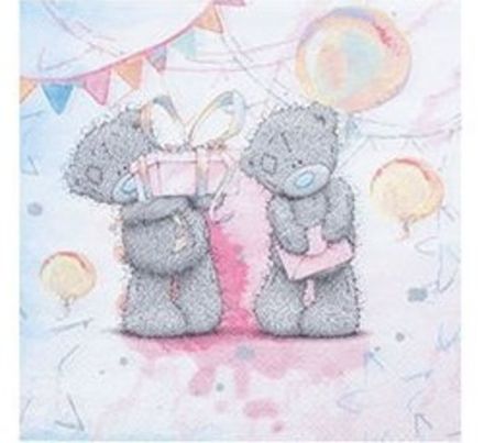Салфетки "Мишка Тедди акварель" 33 см