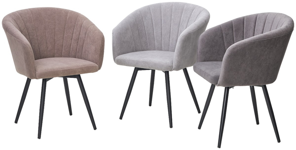 Стул М-City DISAUR Руна (Runa), поворотный на поворотный на 360 градусов, B22 Серый, Велюр, Черный каркас