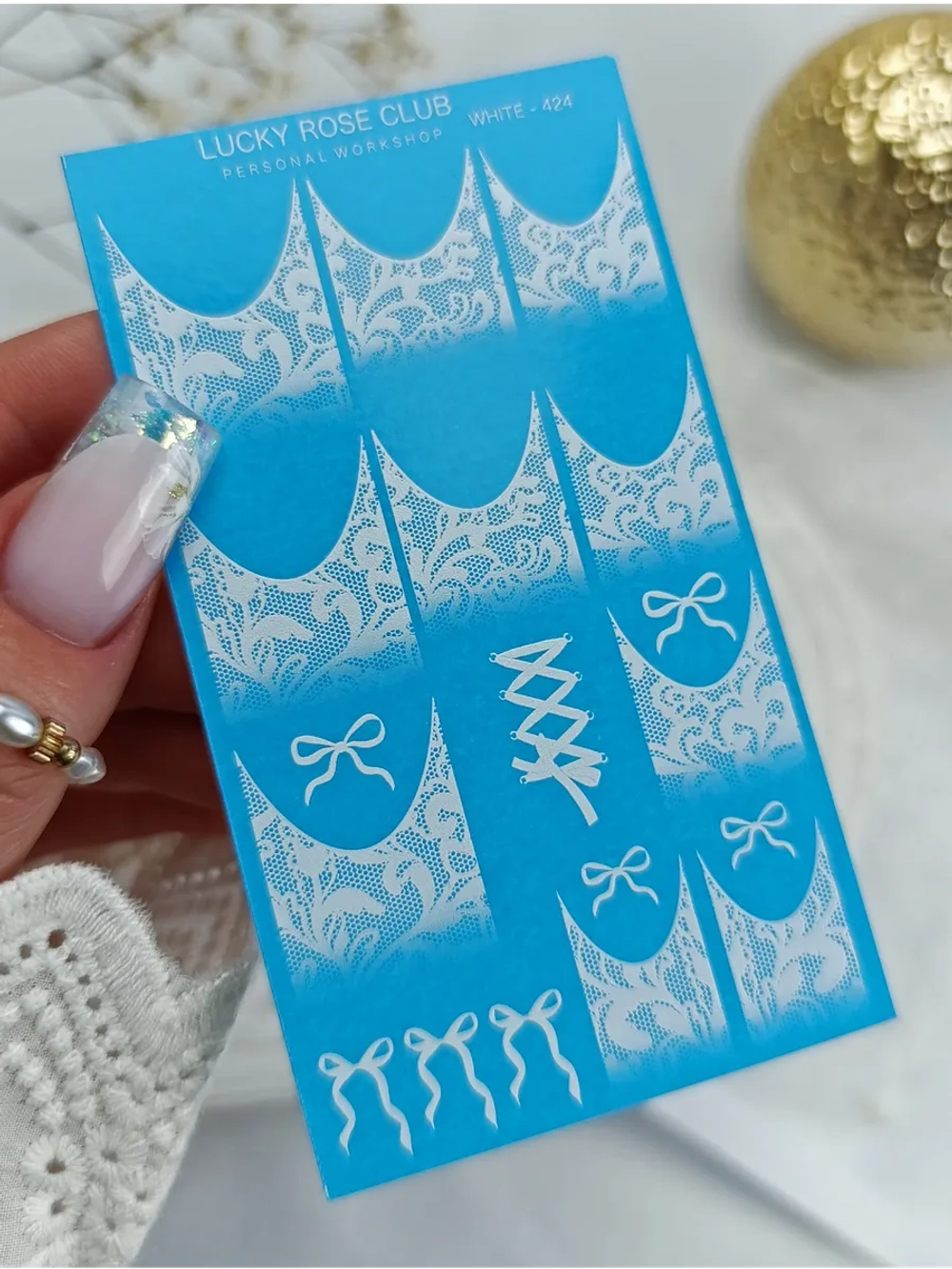 Lucky Rose Слайдеры наклейки для длинных ногтей 424