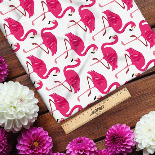 Ткань интерлок розовый фламинго