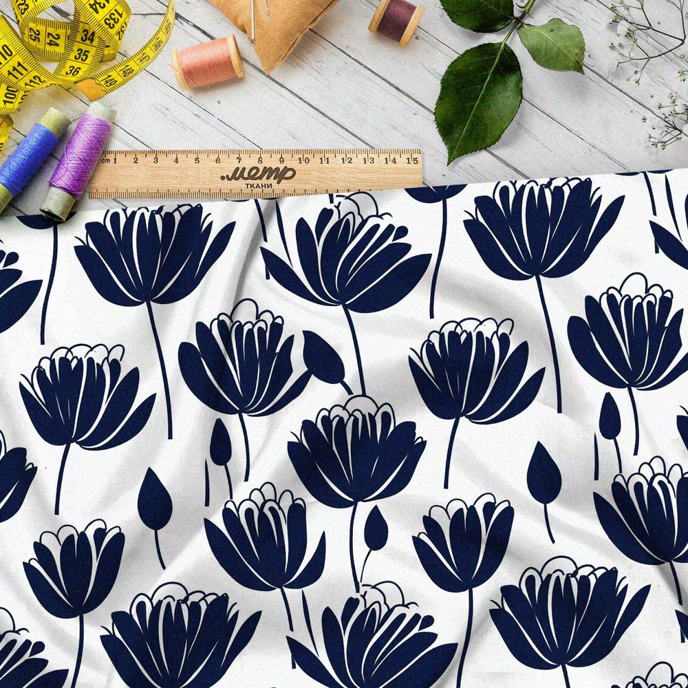 Ткань премиум дюспо фантазийные цветы