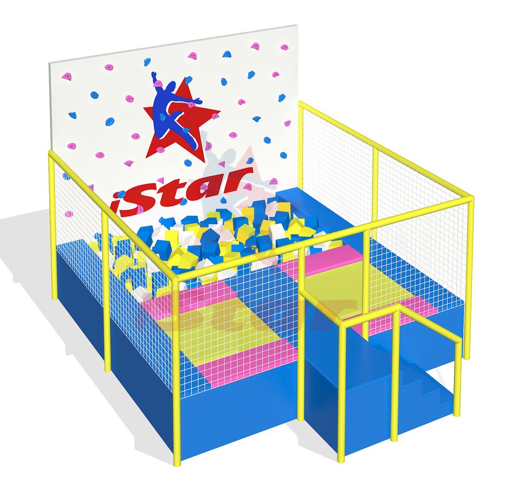 Батутный комплекс с ограждением - БК80 - 2 батута + поролоновая яма - аттракцион