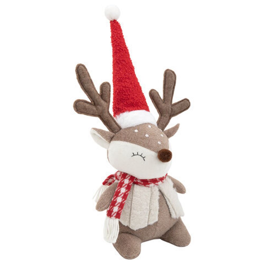 Украшение новогоднее интерьерное 40 см "Забавный оленёнок", полиэстер, ЗОЛОТАЯ СКАЗКА, 592509