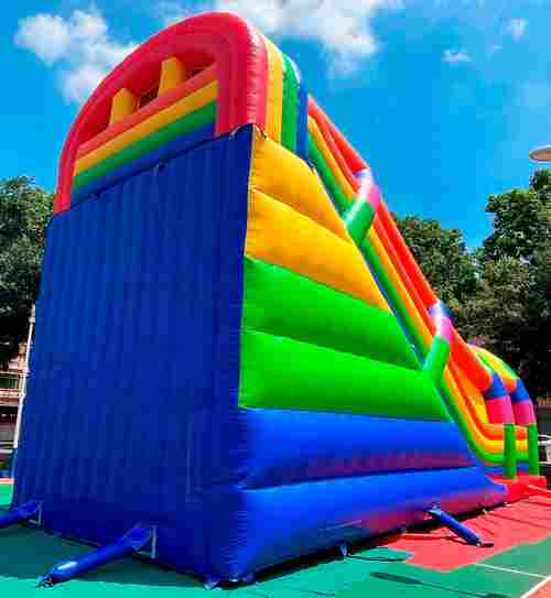 Коммерческий надувной батут-горка с крышей «Без радуги никуда» 14*6*9 м