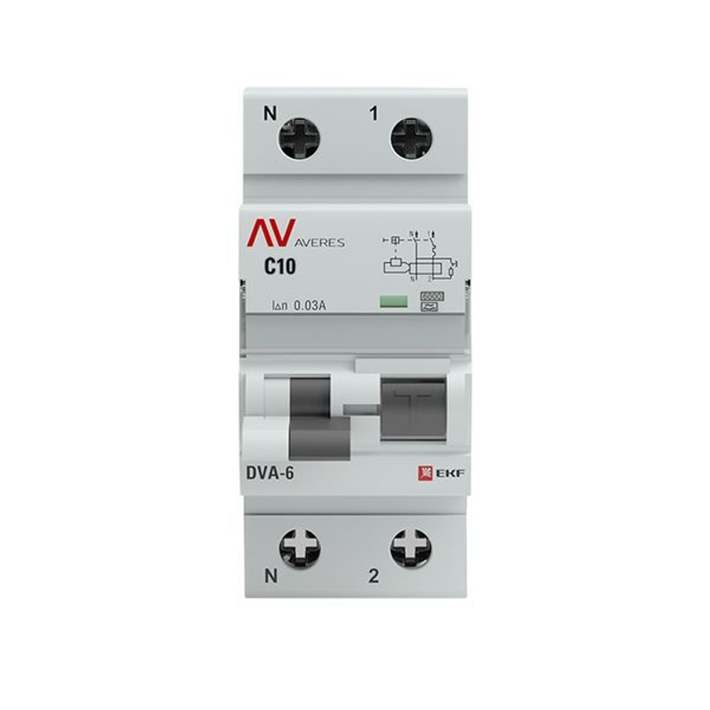 Автомат дифференциальный EKF rcbo6-1pn-10C-30-a-av