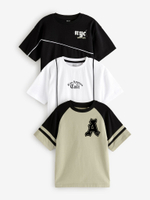 Футболка для мальчика Next 681-851, 3 шт., Бежевый, Черный, Белый