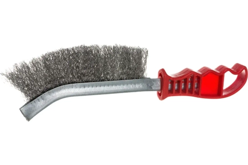 Корщетка (крацовка) с изогнутой пластиковой ручкой, стальная тип А, 38407 КУРС