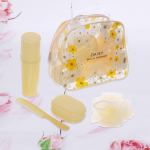 Набор банный дорожный 4шт «Traveler - Ромашки», (мочалка, футляр 2шт, расческа), 20*15,5*8,5, желтый