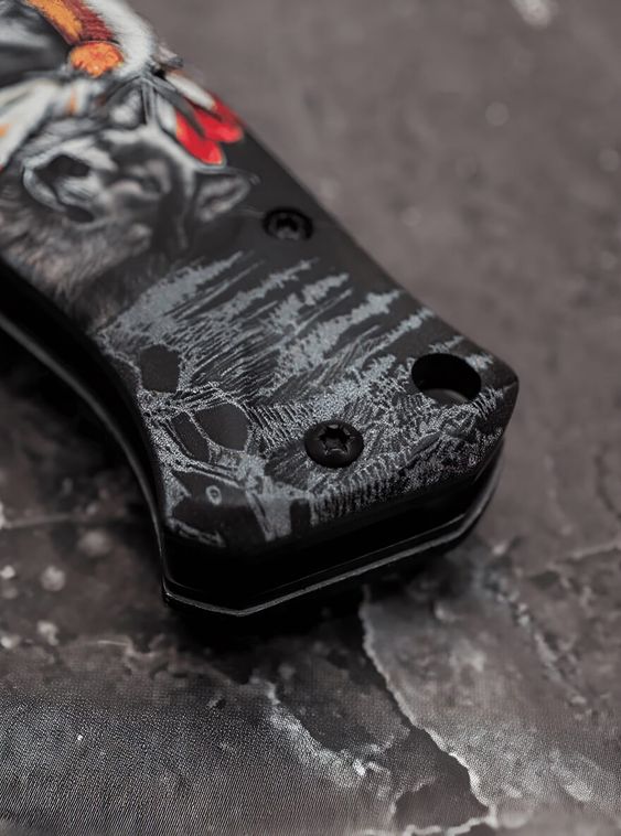 Складной нож тактический BOKER Черный с рисунком