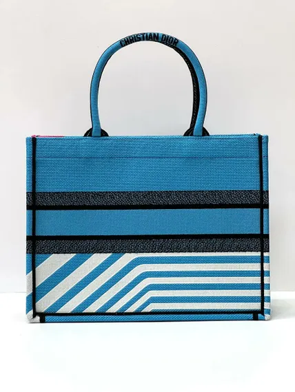 Сумка Dior Book Tote, модель среднего формата розовый/синий