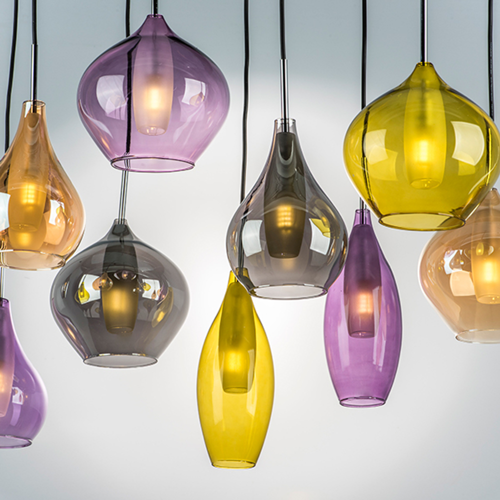 803125 Подвес PENTOLA 12x25W G9 хром/янтарь/дымчатый/оливковый/сливовый