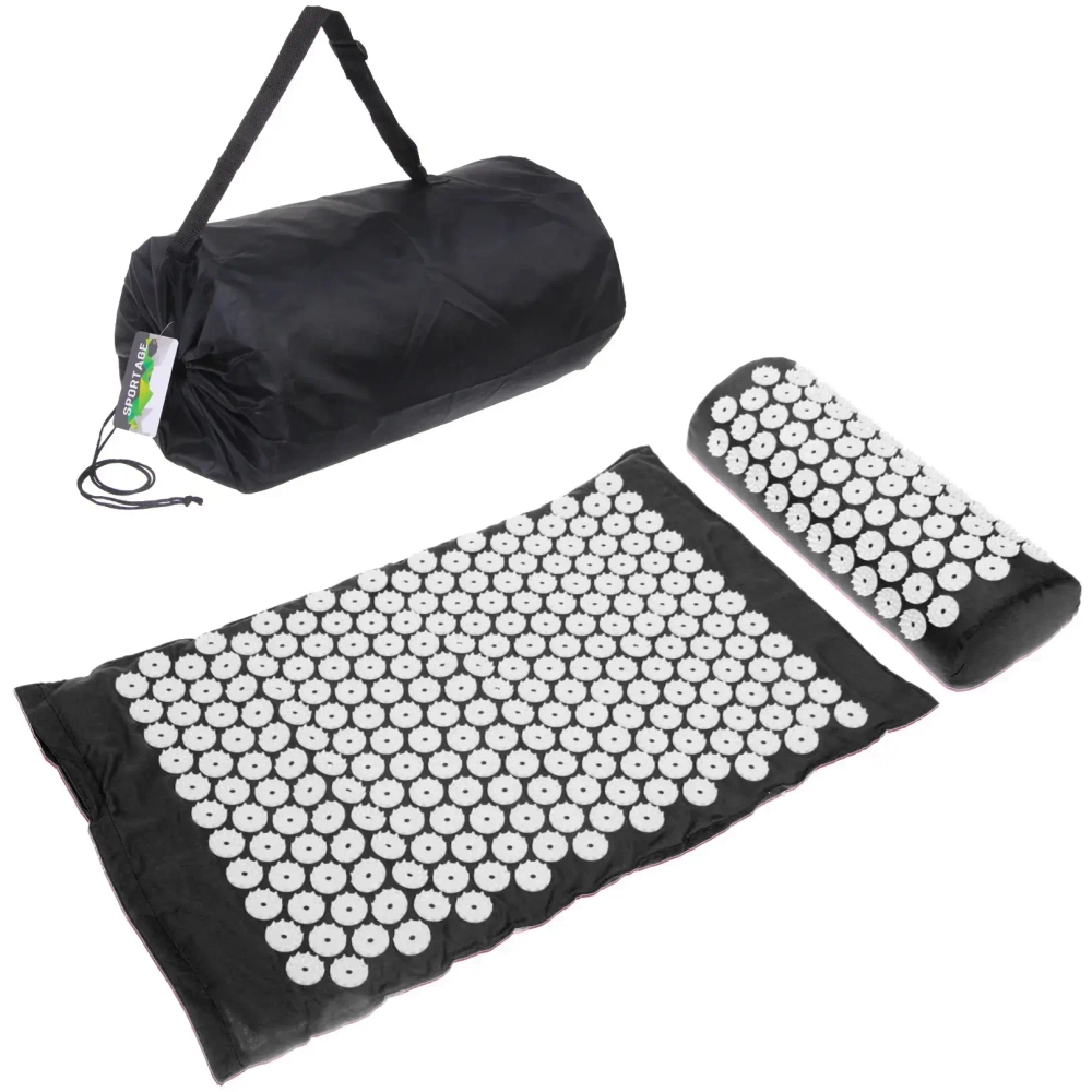 Акупунктурный набор (коврик игольчатый 64х40х2 см и валик 37х15х10 см в сумочке), черный