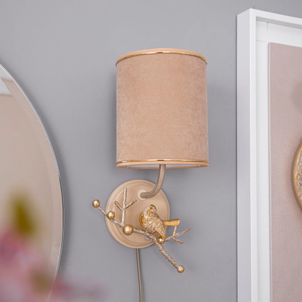 Бра настенный светильник Терра левое Айвори Мраморное Золото с абажуром Терра Беж - 2