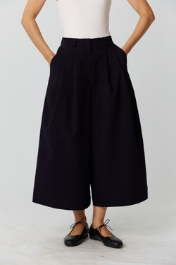 Кюлоты темно-синего цвета из бархатистого хлопка