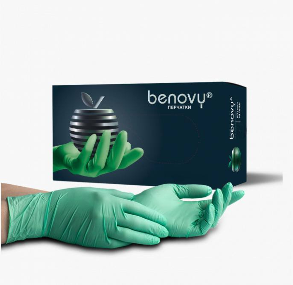 Benovy Перчатки зеленые S нитриловые