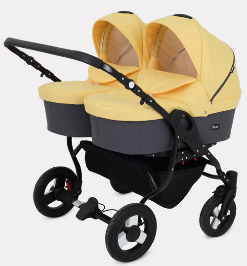 Детская коляска для двойни Rant Dream Duo 2 в 1 07 серый-желтый