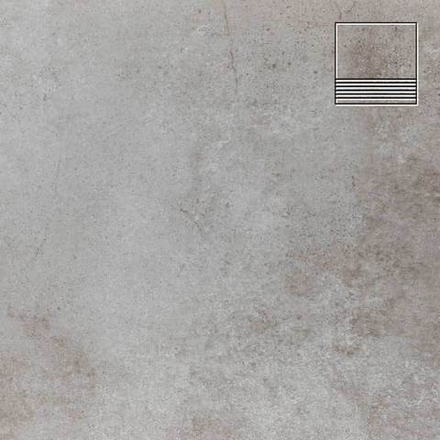 Stroeher - Keraplatte Aera Т 705 beton 300x294x10 артикул 8131 - Клинкерная ступень с насечками без угла