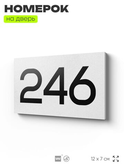 Номер на дверь 246, табличка на дверь для офиса, квартиры, кабинета, аудитории, склада, белая 120х70 мм, Айдентика Технолоджи