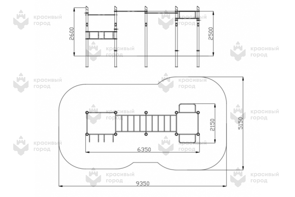 Комплекс воркаут 4 турника, 3 шведские стенки, брусья и 2 рукохода