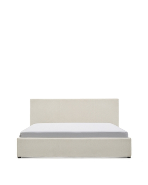 Кровать Nahiri бежевого цвета из шенилла с ящиком для хранения 150 x 200 см