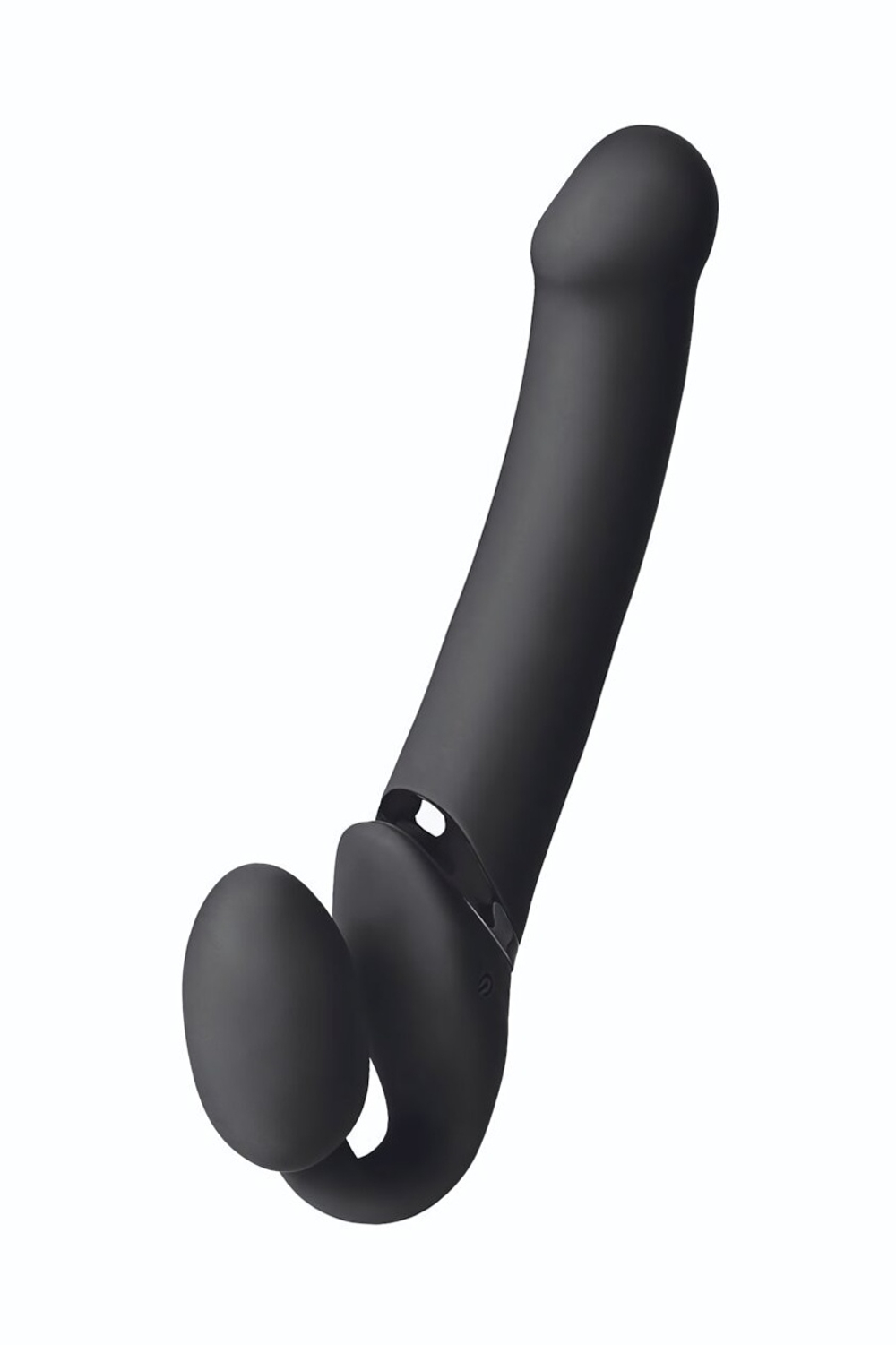 Черный безремневой вибрострапон Vibrating Bendable Strap-On - size L (Цвет: черный)