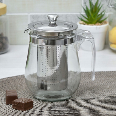 Чайник заварочный 0,5л стеклянный с металлическим ситом