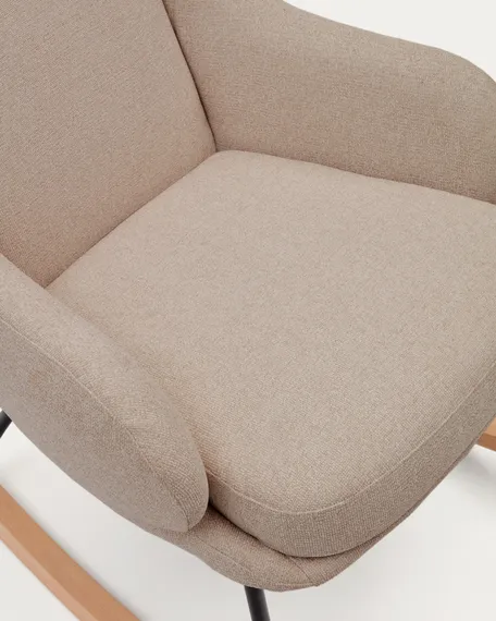 Maustin Кресло-качалка из бежевой овчины со стальной конструкцией и деревом бука