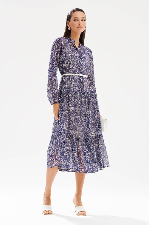 51755 Платье женское (молочно-синий принт)