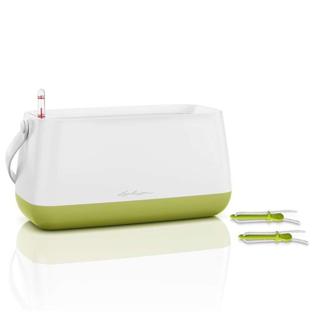 Кашпо Lechuza &quot;Plant Bag Yula Complete white/green semi-gloss&quot; (пластик), 38x17xH33 см