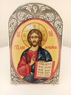 Икона в скани Господь Вседержитель (Палех) настольная
