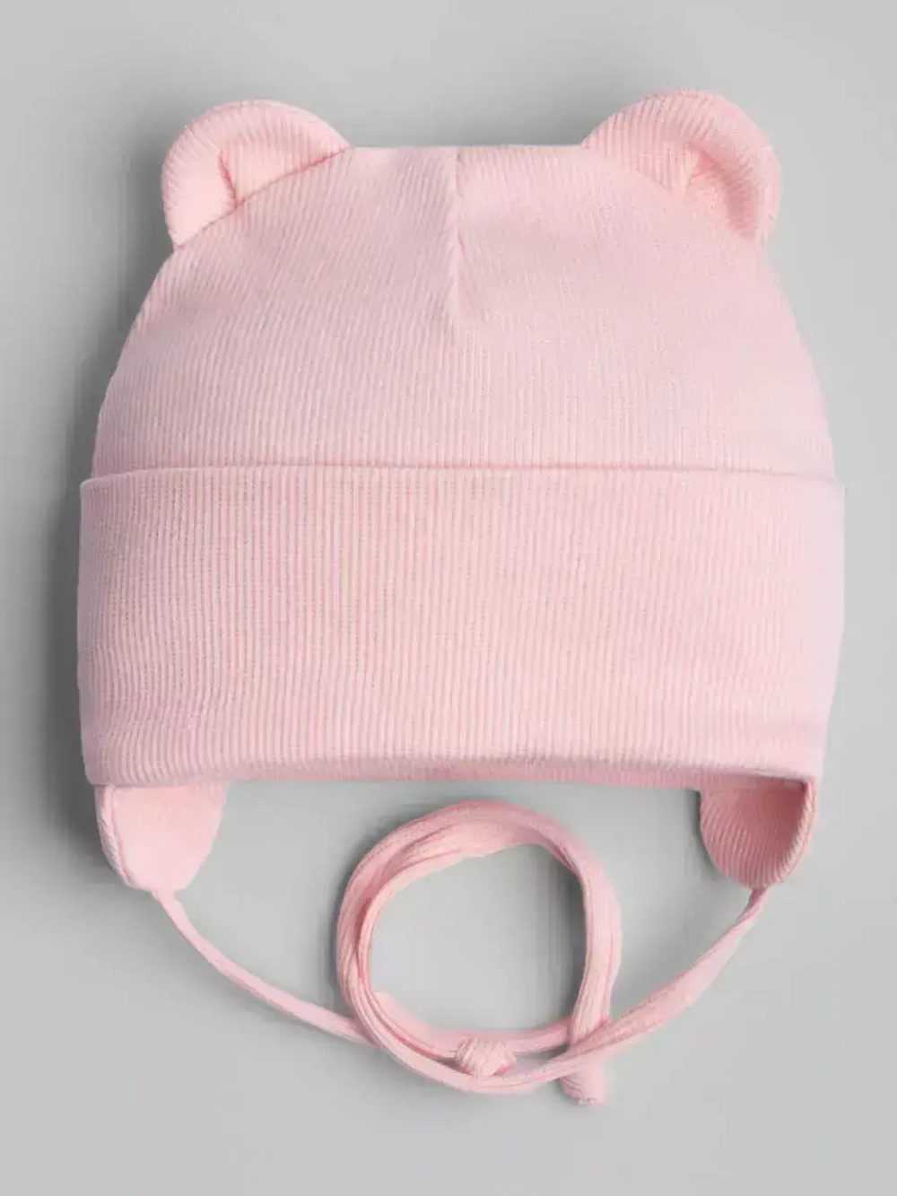 Шапка детская с ушками на завязках на осень