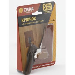 Крючок СИЛА SSH10-S1WN-12 металл на силиконовом креплении 10х10см венге 1 шт. нагрузка до 2,5 кг | Сила