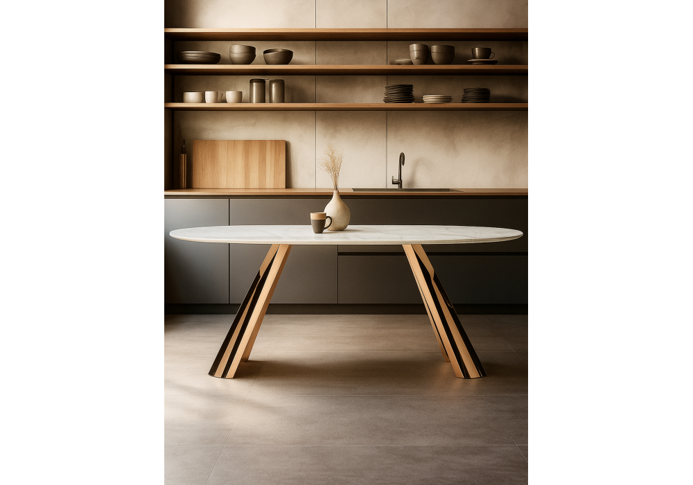 Керамический стол Woodville Танго 200х90 белый мрамор carla larkin, розовое золото