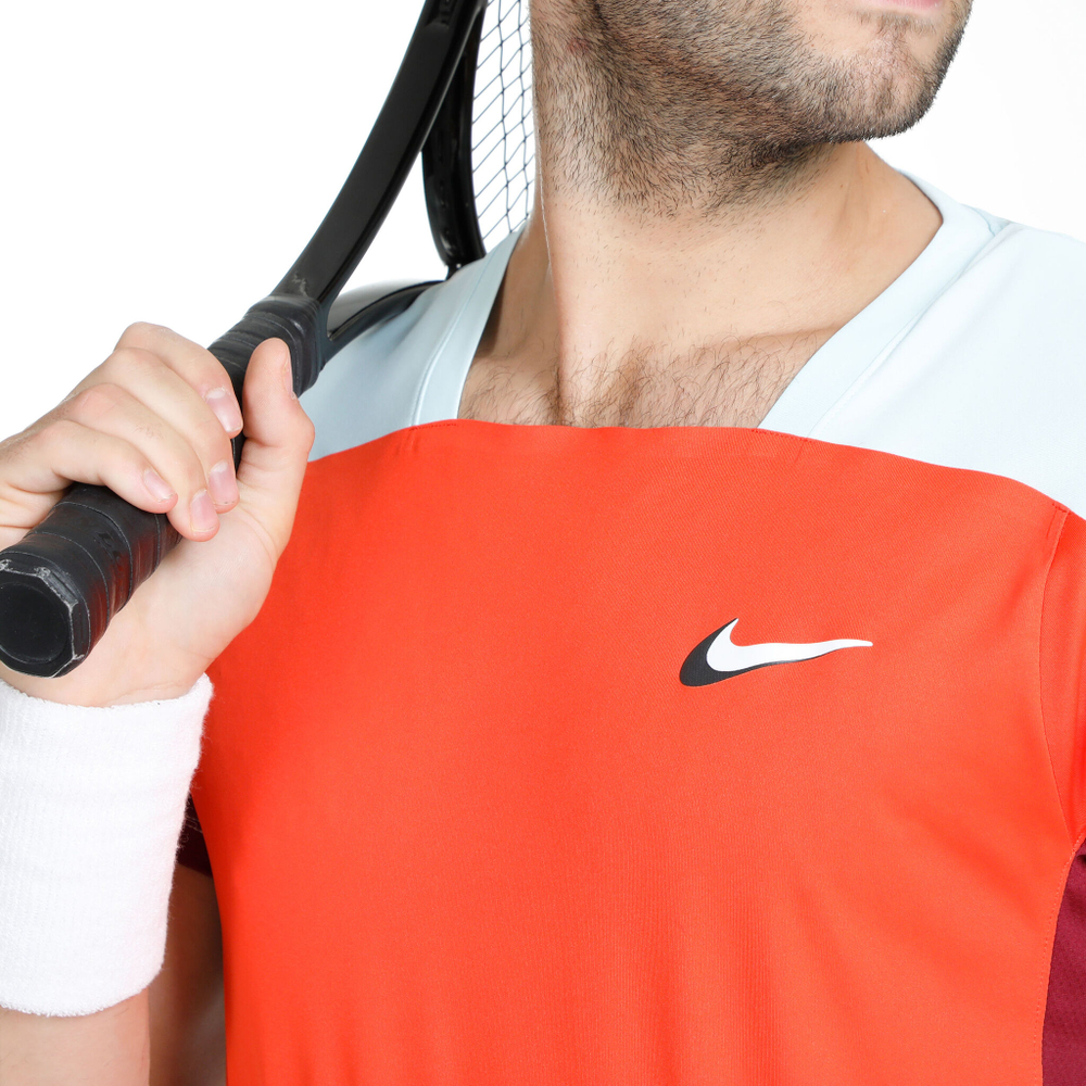 Мужское теннисное поло Nike Dri-Fit Slam T-Shirt Men - Orange, Light Blue