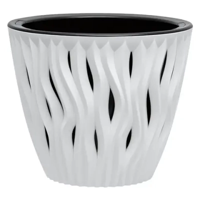 Кашпо для цветов пластиковое 1,6л d-16см «Вдохновение» Белый/Чёрный