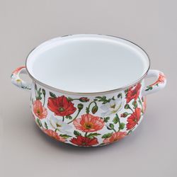 КАСТРЮЛЯ AGNESS ЭМАЛИРОВАННАЯ С ЭМАЛ.КРЫШКОЙ СЕРИЯ "МАКИ", 2.8 Л, 20*12 СМ