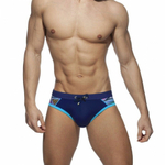 Мужские плавки с яркой принтованной вставкой (Размер: XXXL) (Цвет: темно-синий)