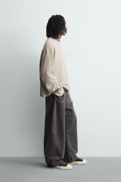 ZARA ТОЛСТОВКА С УЗОРОМ И ПРИНТАМИ, ПЕСОЧНЫЙ