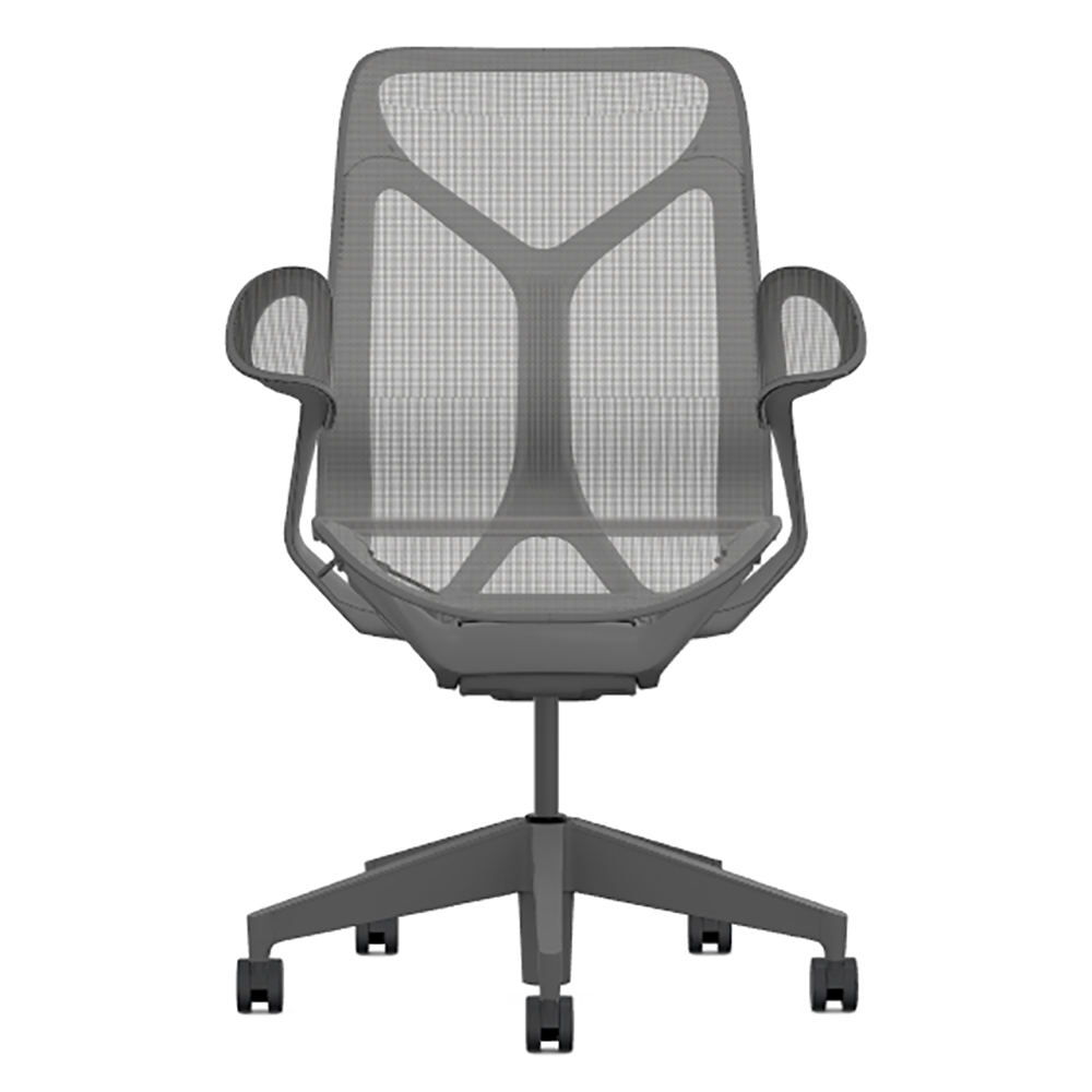 Кресло Herman Miller Cosm, средняя спинка, цвет Carbon, подлокотники «лепестки» (Leaf)