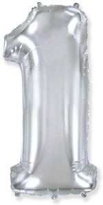 Цифра «1» серебро с гелием в магазине «Склад Шаров»