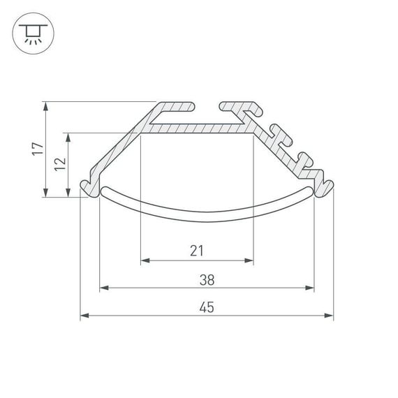 Профиль Arlight KLUS-P45-2000 ANOD 020898