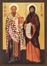 Икона "Кирилл и Мефодий" 6х9 на МДФ-6