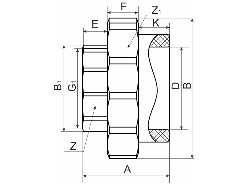Муфта комб. разъемная, вн 40х1 1/4" EVER® plast БЕЛЫЙ (Россия)