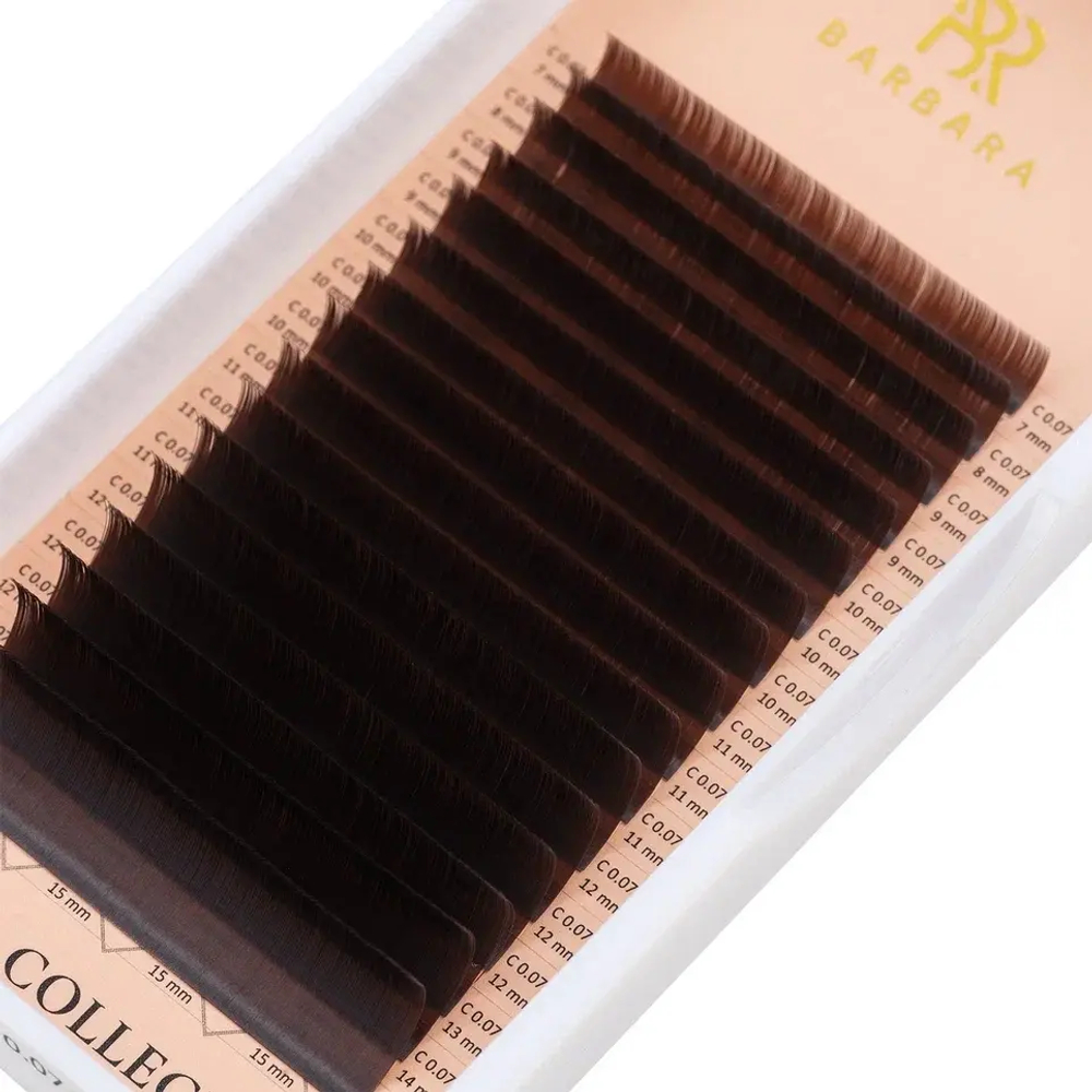 Коричневые Kashtan ресницы Barbara MIX - 16 линий