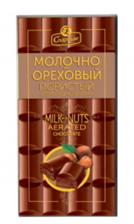 Шоколад "Спартак" 70г. пористый Молочно-ореховый