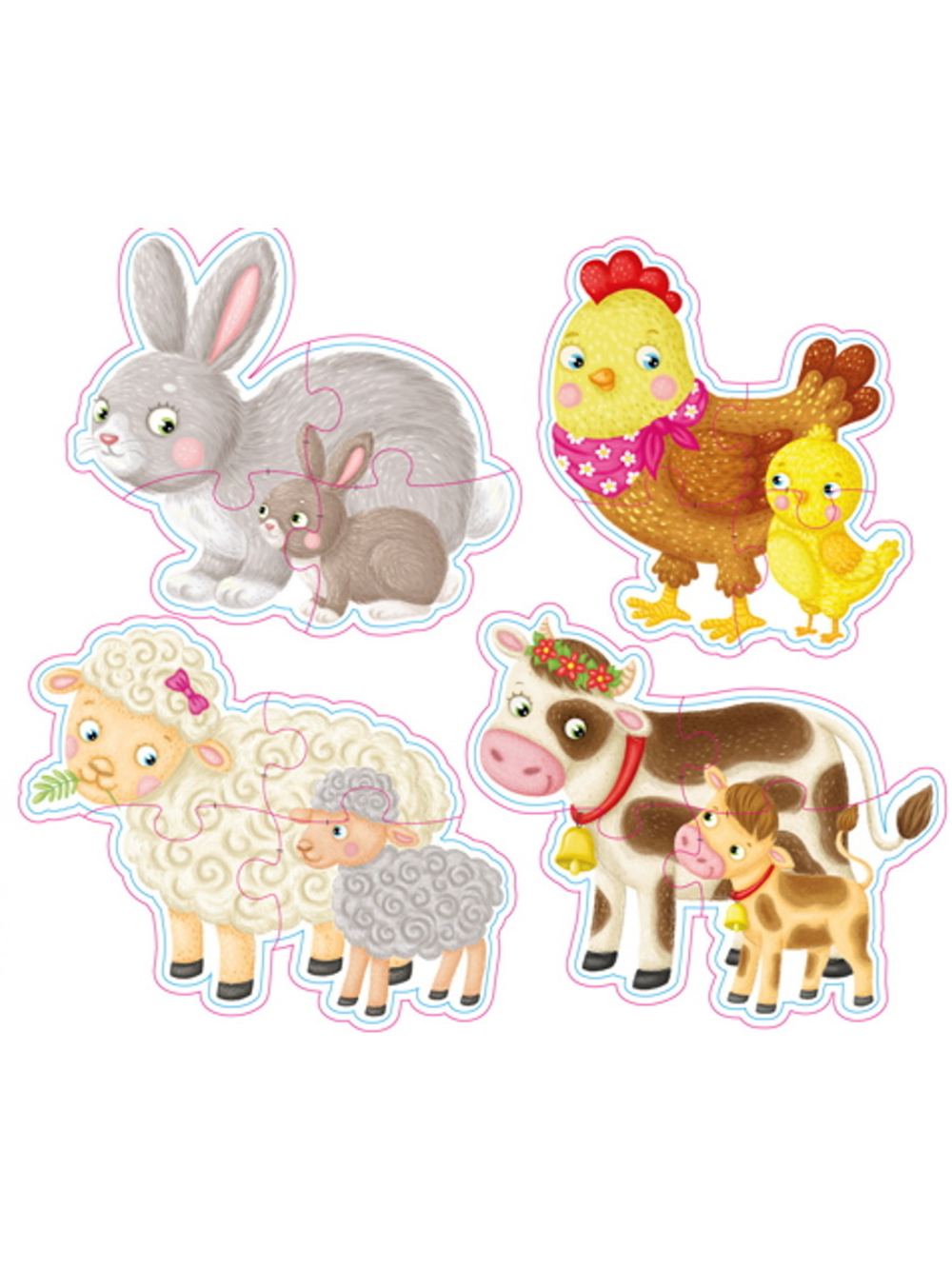 Пазл мягкий 16 элементов "Мама и малыш" 4 картинки