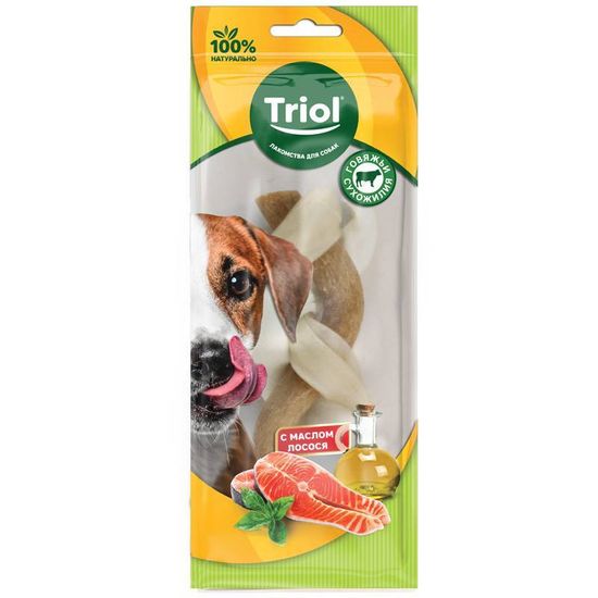 Triol Косичка плетеная из жил с маслом лосося 12см 1шт