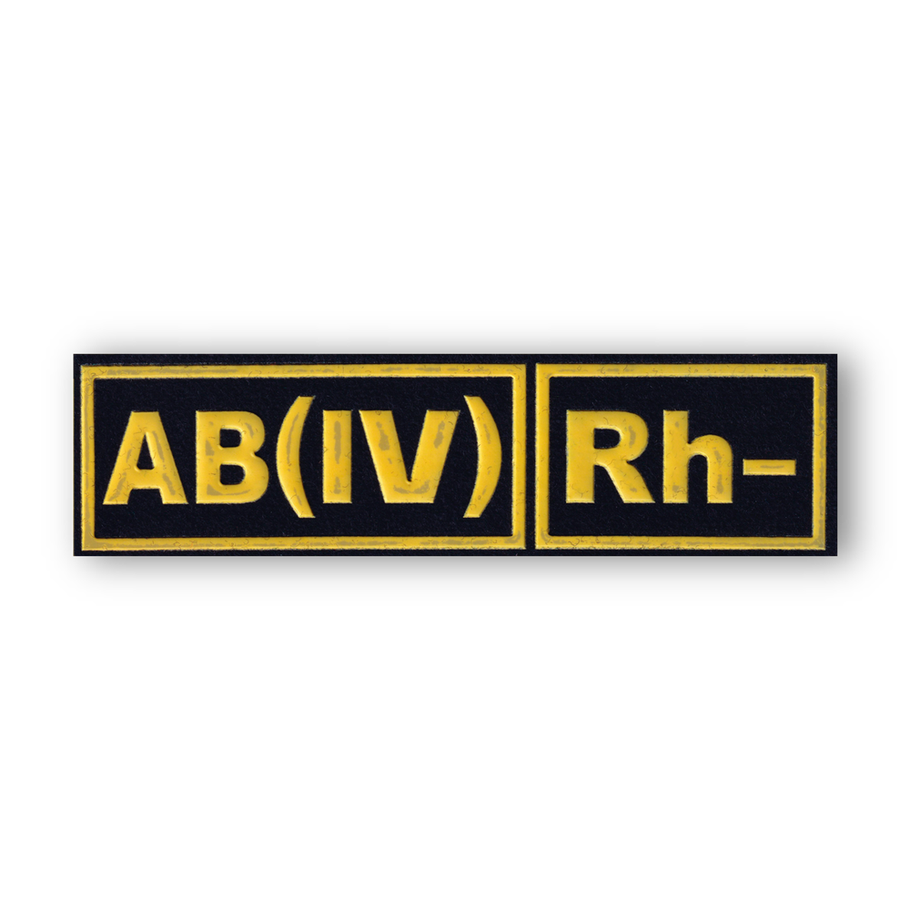 Нашивка ( Шеврон ) На Грудь Группа Крови AB(IV) Rh- Черная / Пластизоль | ATRIBUTICASTORE.RU
