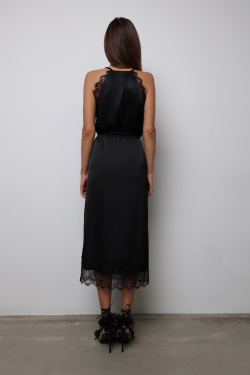 Юбка миди с кружевом черная